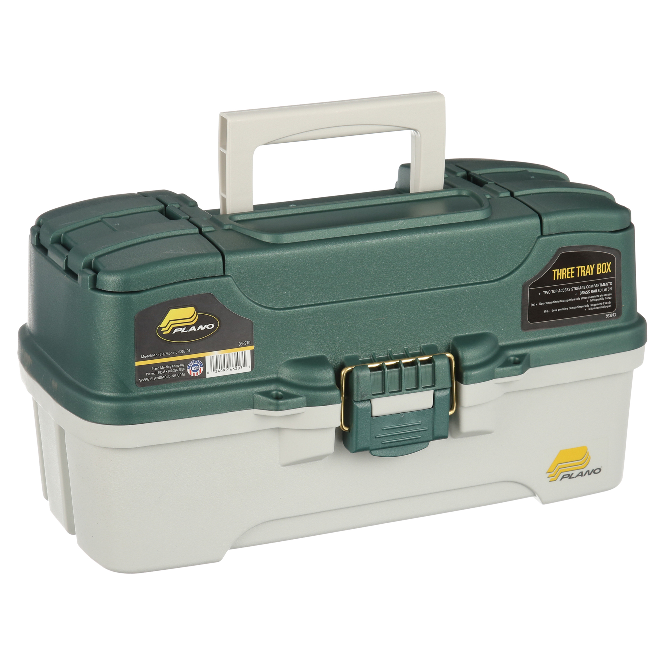 Plano Molding Co 620304 3 Tray Green & White Tackle Box - Walmart.com