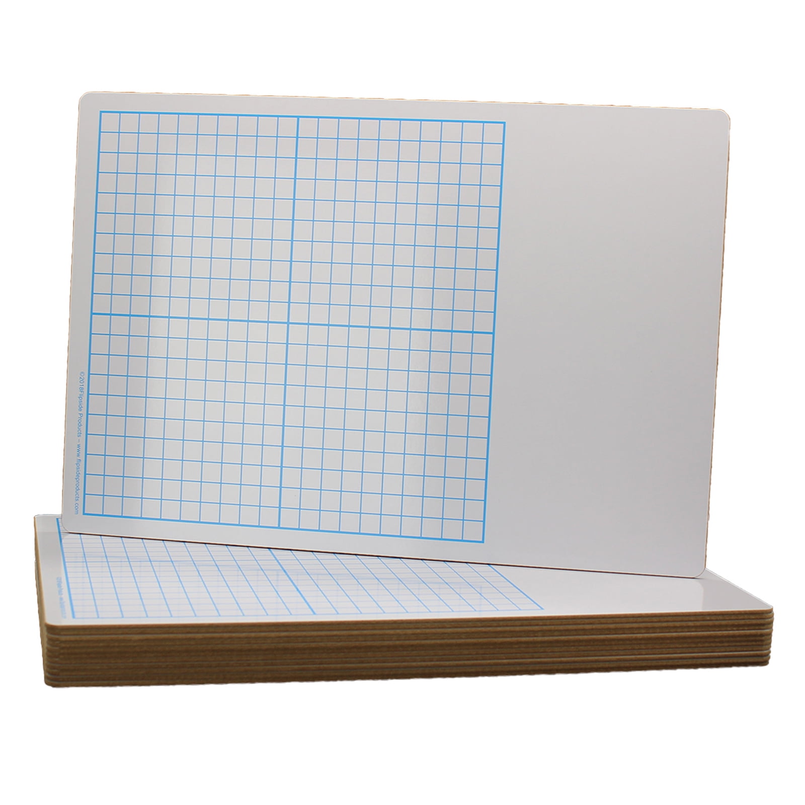 Flipside Products Two Sided 1/2" Graph Dry Erase Board, 11" x 16, Pack of 12