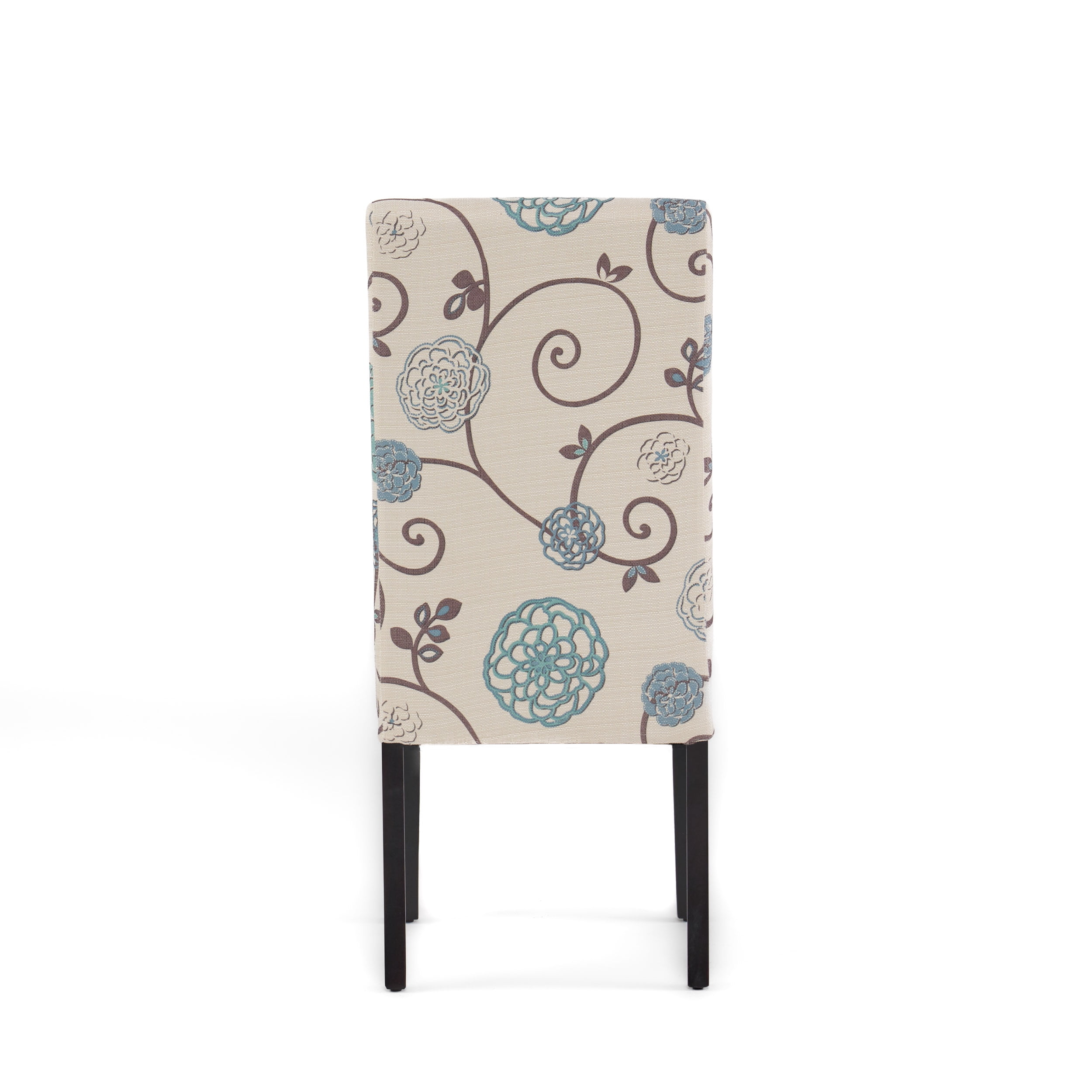 Noble House Peggy Indoor Contemporary Fabric Dining Chair, Set of 2, Light Beige, Blue Floral