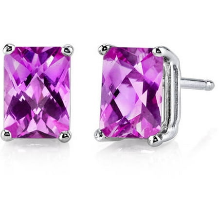 Oravo 2.50 Carat T.G.W. Radiant-Cut Created Pink Sapphire 14kt White Gold Stud Earrings