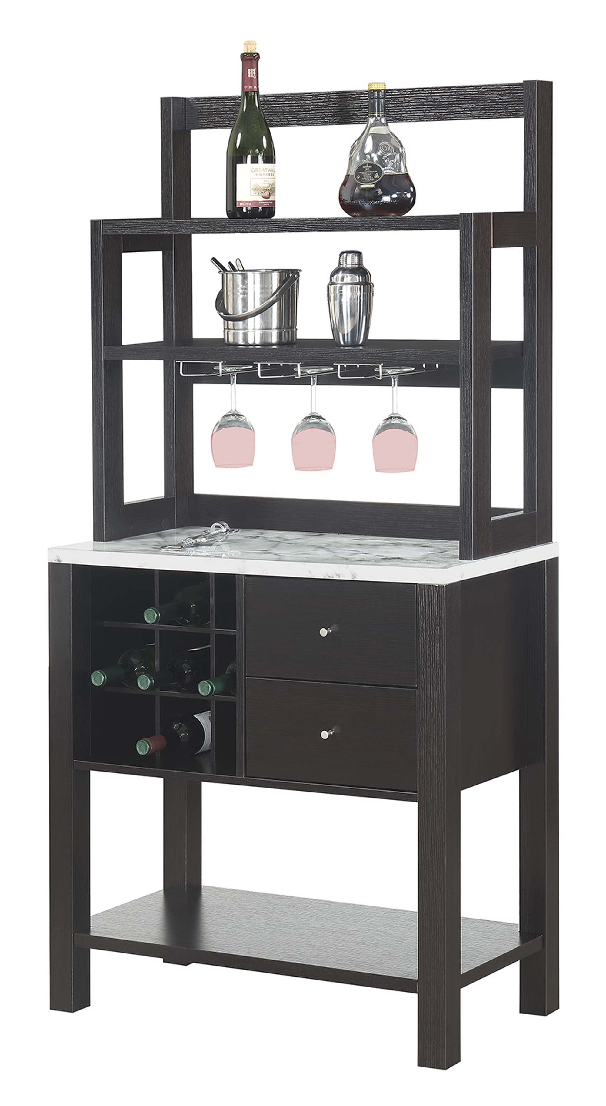 Convenience Concepts Newport Serving Bar in Espresso Wood Finish
