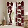 thumbnail image 3 of Manfei Wild Bear Blackout Curtains Set of 2 (52x84 Each),Jungle Animal Window Curtains,Red Patchwork Geometric Plaid Curtains and Drapes For Kids,Ultra Soft Home Decor, 3 of 6