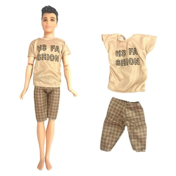1 PcsMale Doll Clothes Brown Shirt Fashion Pants Casual outfit For Ken Doll Boy Accessorie Baby Toys