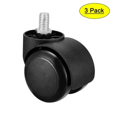 Office Chair Casters Wheels 2 inch PU Wheel Threaded Swivel Caster Black, 3 Pcs