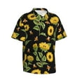 thumbnail image 2 of Uemuo Bees and Sunflowers Printed Regular Fit Short Sleeve Casual Hawaiian Shirt for Men,Aloha shirt,Tropical shirt,Floral print shirt,Vacation Beach shirt-, 2 of 9