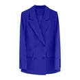 thumbnail image 2 of uublik Cropped Blazers for Women Work Office Blazer Stretch Lapel Collar Long Sleeve Jacket Suit Blazer Blue Clothes, 2 of 5