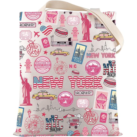 VAMSII New York Souvenir Gift New York Tote Bag New York Travel Gifts New Yorker Gift NYC America City Map Trip Gift