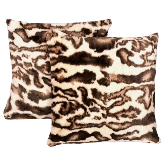 Home Soft Things Faux Fur 2 Piece Pillow Shell Set - Wild Cat - Brown - 20" x 20"