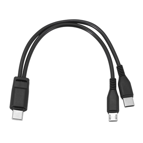 Uxcell Multi USB Type C Male to Micro USB and USB Type C Male 2 in 1 Splitter Charging Cable Cord 8 Inch or Phone Power Bank Tablet, 5V 2A, Black