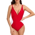 thumbnail image 1 of Traje de baño de una pieza para mujer, conjuntos de bikini para mujer, traje de baño deportivo de verano ajustado de color liso para mujer, traje de baño de poliéster para mujer, 1 of 8