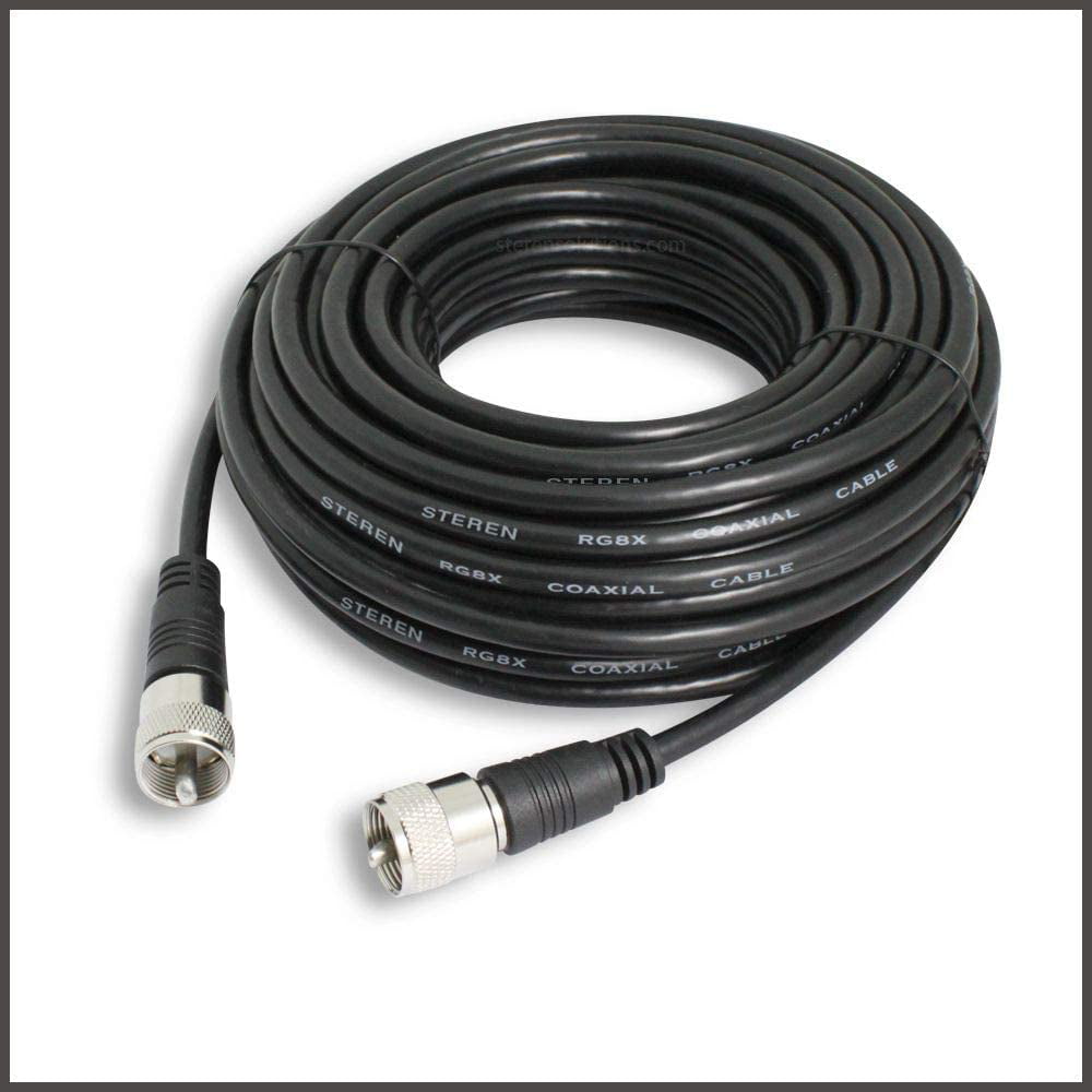 Steren 205-700 100-Feet UHF-UHF Mini-RG8x Patch Cable Black 