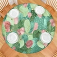 thumbnail image 2 of Backed Round Tablecloth with Desert Style and Southwestern Succulent Prints, Waterproof and Stain-Resistant Vinyl Table Cover with Elastic Edge for Secure Fit and Table Protection, 2 of 7