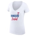 thumbnail image 2 of Women's G-III 4Her by Carl Banks  White Texas Rangers Team Graphic V-Neck Fitted T-Shirt, 2 of 3