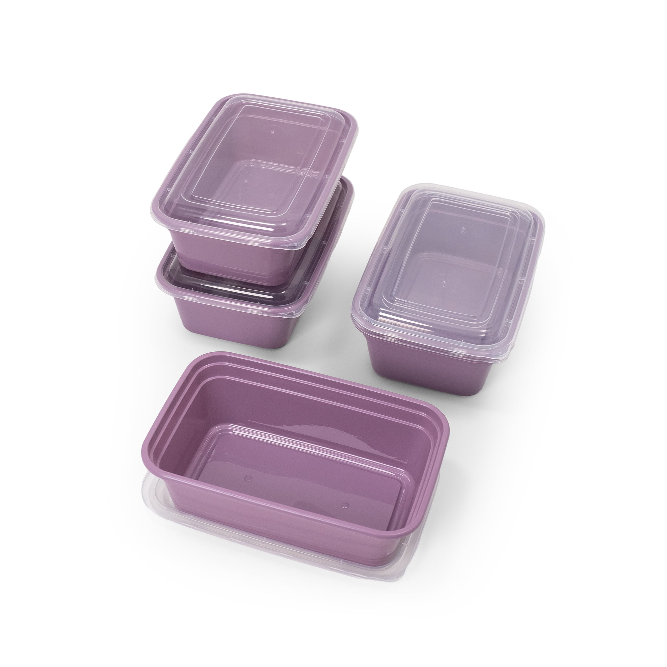 Mainstays 5-Pack 1-Compartment BPA-Free Plastic Snack Meal Prep Food Storage Containers, 3 Cup, Lilac Bloom