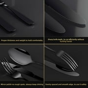 TINANA Silverware Sets, 30 PCS Flatware Set for 6, Premium Stainless Steel Cutlery Utensil Set Mirror Polished Forks and Spoons, Dishwasher Safe, Black