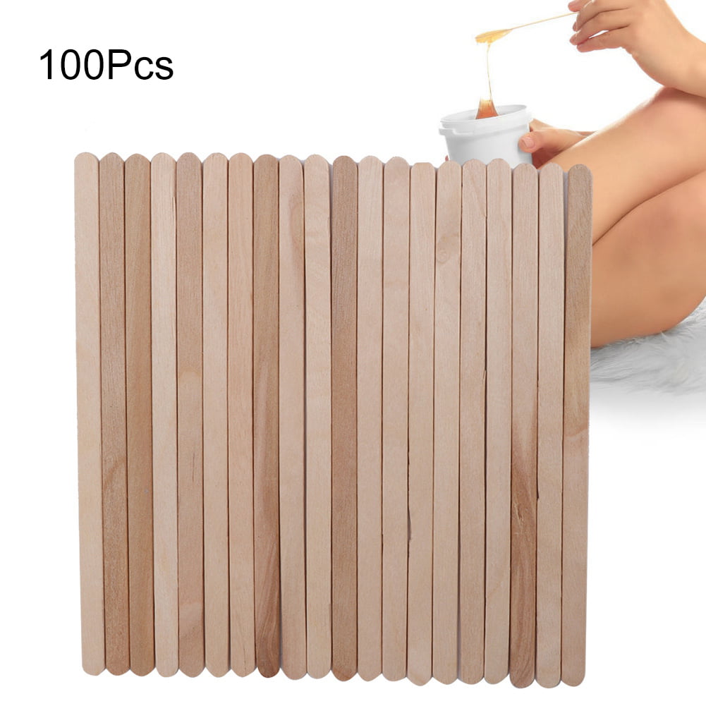 100 x Long Disposable Thin Waxing Wooden Sticks Stirrers Spatula Applicator 
