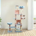 thumbnail image 3 of Zephypaws 71" Cat Tree Tower for Indoor Cats, Flower Design with Large Condo, Hammock & Removable Cushions, Blue & Pink, 3 of 9