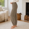 thumbnail image 6 of YABCSAZ Sherpa Pajama Pants for Women Soft Elastic Wasit Fluffy Pj Pants Soft Warm Comfy Winter Indoor Lounge Joggers Fleece Lined Sleepwear Bottoms, 6 of 10