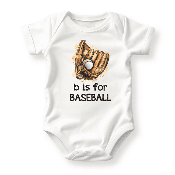 B Is For Baseball Baby Bodysuit, Newborn Outfit, Baby Clothes, Gift for Children 18m White