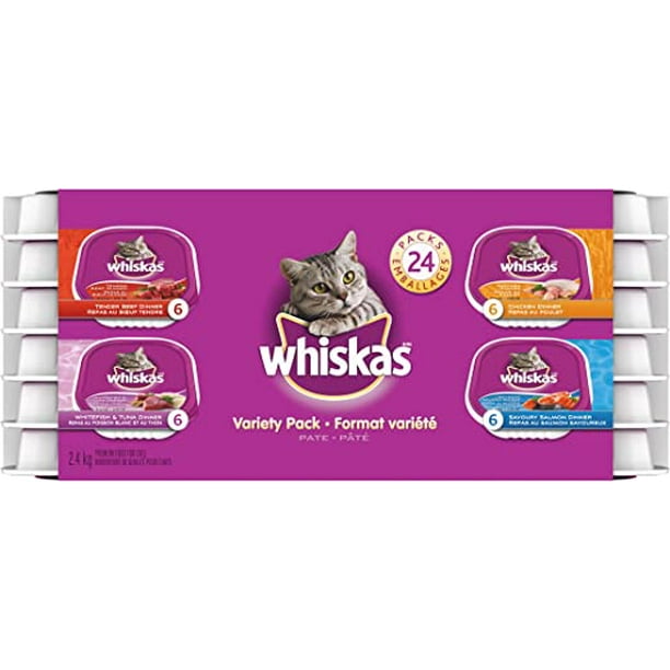 WHISKAS Wet Cat Food Variety Pack Paté Chicken, Salmon, Beef and