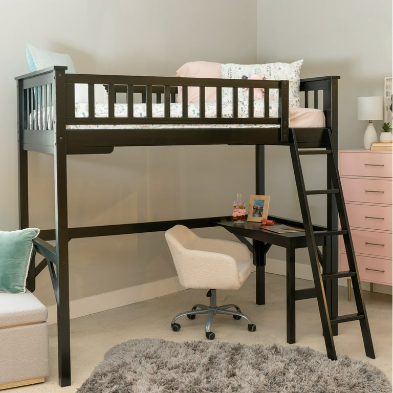 Powell Channon Twin Loft Bed with Study Black