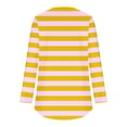 thumbnail image 4 of miqiqism Great discounts！Women's Striped Shirts Trendy Tunic Blouses Juniors Dress Long Sleeve Tops Round Neck Pullover Clothing Fall,Striped#01_Yellow,X-Large, 4 of 6