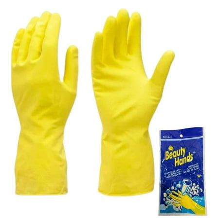 Reusable Yellow Hand Cleaning Latex Gloves : Medium- 1 Pair