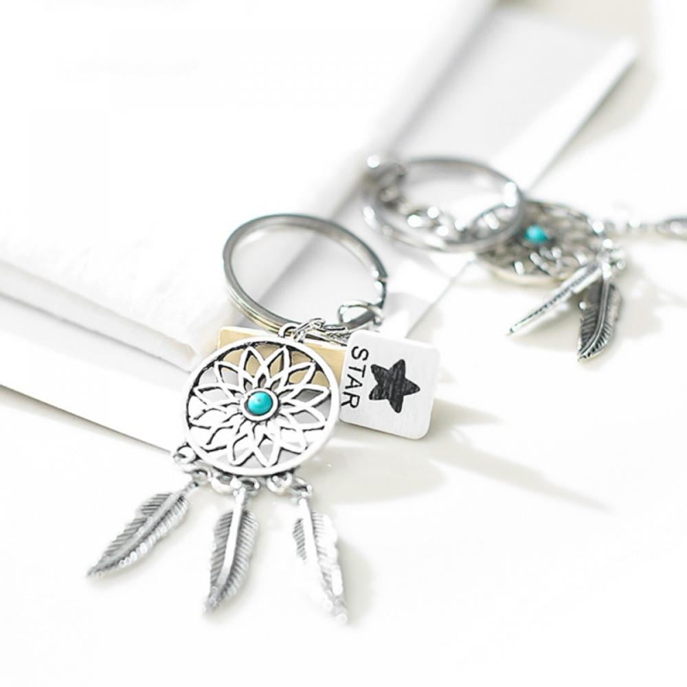 Feather Alloy Key Chain Feather Tassels Dream Catcher Keyring Keychain Exquisit 