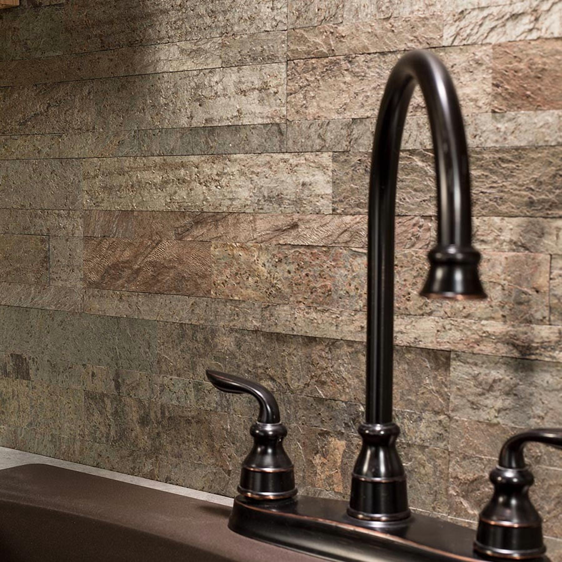 Aspect Peel and Stick Stone Overlay Kitchen Backsplash - Golden Sandstone (Approx. 15 sq ft Kit) - Easy DIY Tile Backsplash