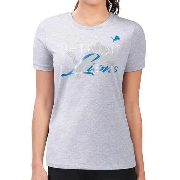 Women's G-III 4Her by Carl Banks  Gray Detroit Lions Super-Slim Fit Lightweight Shadow Logo T-Shirt