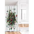 thumbnail image 2 of Christmas Stall Shower Curtain, Holiday Season Botanical Themed Pine Branches Snowflakes Stars Balls, Fabric Bathroom Decor Set with Hooks, 36" W x 72" L, Hunter Green Vermilion, 2 of 2