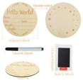 thumbnail image 2 of Baby Announcement Sign, Round Baby Nursery Name Signs with Marker Pen and Ink Pad Wooden Hello World Newborn Welcome Sign Set for Baby Hand and Footprints Photo Props, 2 of 7
