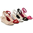 thumbnail image 6 of Brinley Co. Womens Scalloped Detail Ankle Strap Wedge, 6 of 7