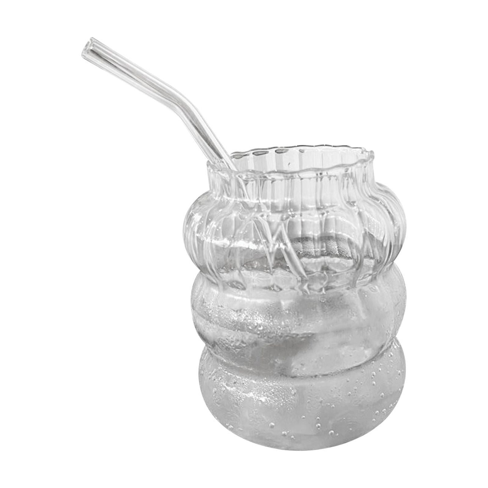 kowaku 3X Glass Sippy Cup with Straw Iced Coffee Cup for Travel Home Kitchen
