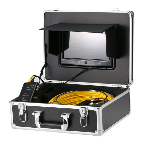 Yeacher 20M / 30M Drain Sewer Inspection Camera IP68 Waterproof Industrial Borescope Inspection System Snake Camera 9" Touch Button LCD Monitor 12 LEDs Night Vision