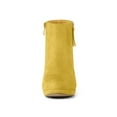 thumbnail image 2 of Unique Bargains Women's Side Zip Low Platform Chunky Heel Ankle Booties Yellow (Size 9), 2 of 8