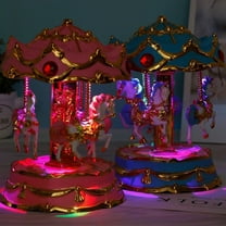 LEORX 1Pc Whirligig Music Box Blue Plastic Merry Go Round for Room Decoration