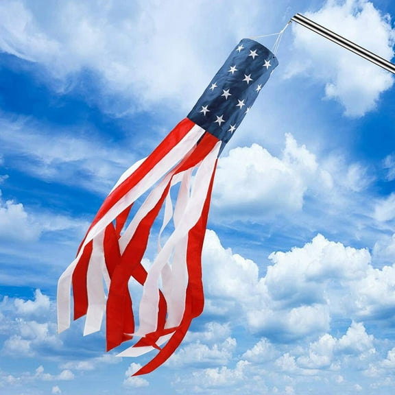 KCEHTA American Flag Windsock, 60 Inch American Windsock Heavy Duty Patriotic Windsocks Outdoor Hanging Fade Resistant 4th of July Decorations Windsock Independence Day for Garden Yard