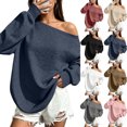 thumbnail image 1 of Hfnxid Women Long Sleeve Sweatshirts Off The Shoulder Loose Fit Sweatshirt Casual Pullover Top Fashion Going Out Shirts Navy,M, 1 of 10