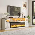 thumbnail image 4 of Blotout 95" Fireplace TV Stand for TVs up to 100" with 60" Electric Fireplace, Large Farmhous Media Entertainment Center w/LED Lights/Power Outlets & Barn Doors Storage Cabinet for Living Room,White, 4 of 9