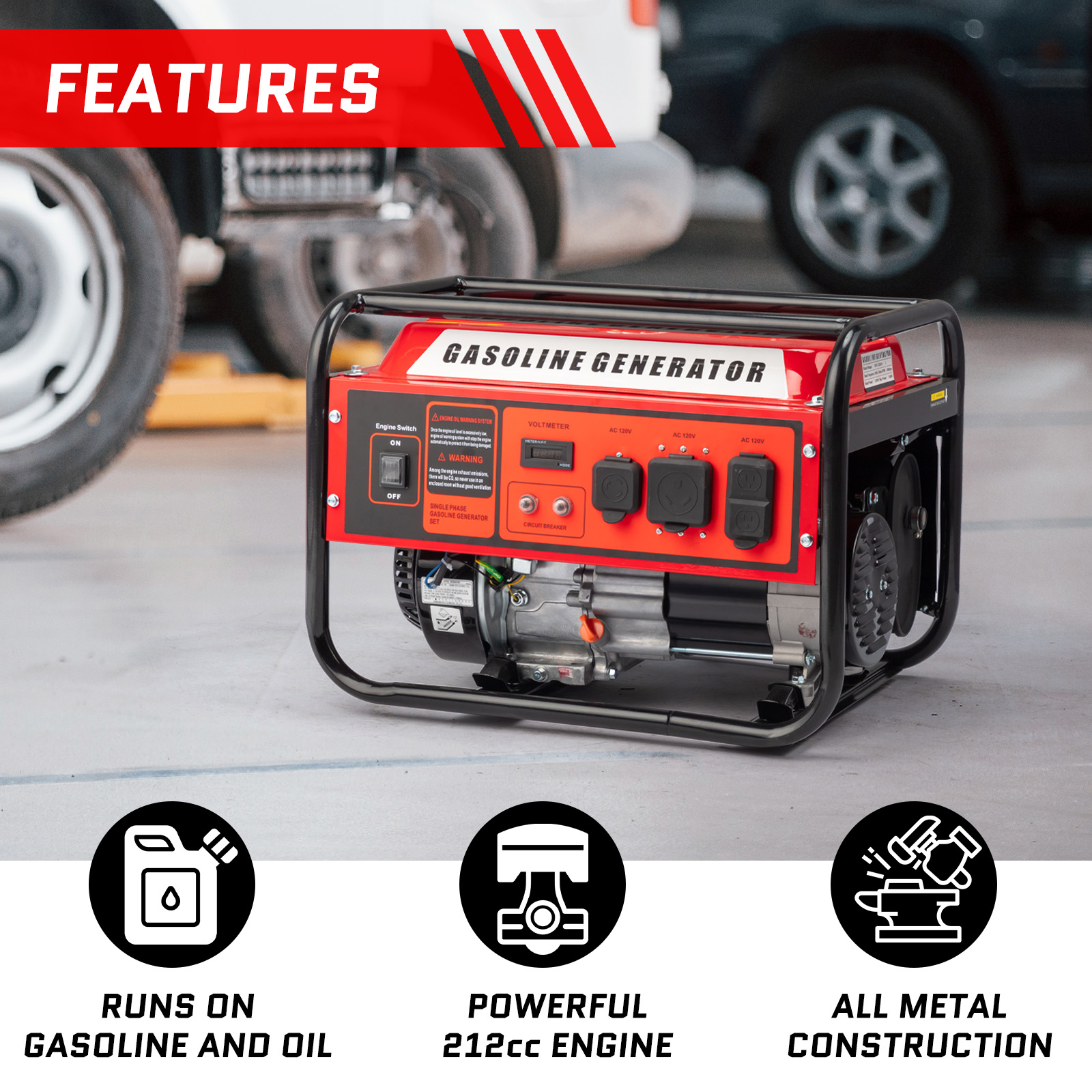 Ktaxon 3500W Electric Start Power Generator, RV Outlet