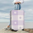 thumbnail image 4 of Wukai Floral Purple Buffalo Plaid Elastic Luggage Cover: Personalized Protection for Your Suitcase - Fits 19~29-inch, Washable & Durable Travel Companion-Large, 4 of 8