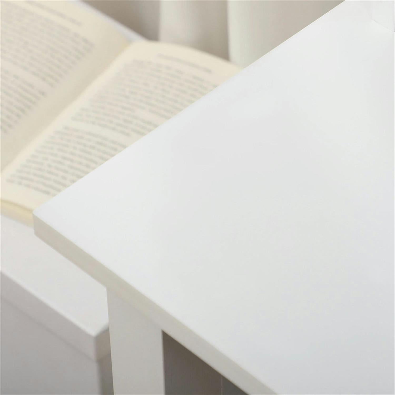 Demi Bonn Modern Office Desk with Cable Hole, Drawer and Storage Shelves, Home Computer Desk for Living Room, Office, Study Writing Table PC Desks, White