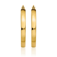 thumbnail image 3 of 14K Solid Yellow Gold Square Tube Round Medium Hoop Earrings, 3 of 10