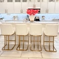 thumbnail image 4 of Summit Living 24 inch White & Gold Counter Bar Stools Set of 4 with Back for Kitchen Dining, Faux Leather Barstools, 4 of 12