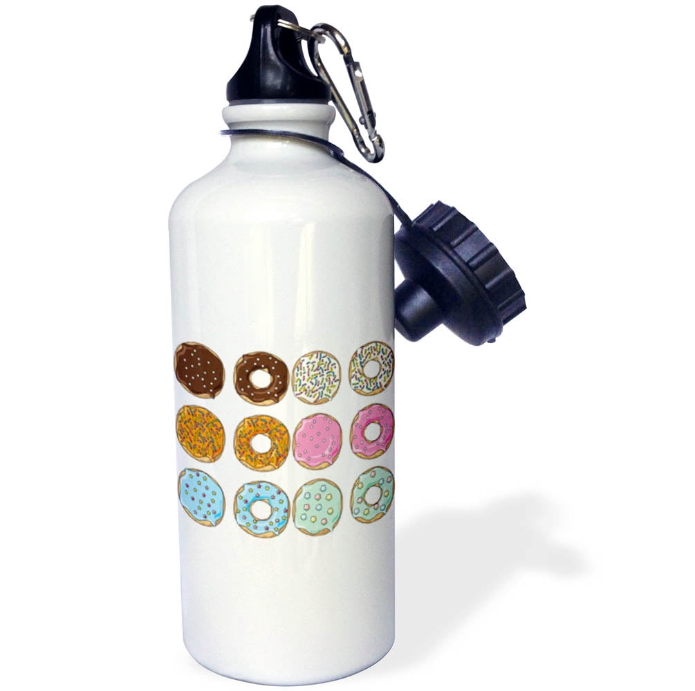 3dRose wb/_262513/_2 Image of Rows Of Donuts In Pastel Straw Water Bottle