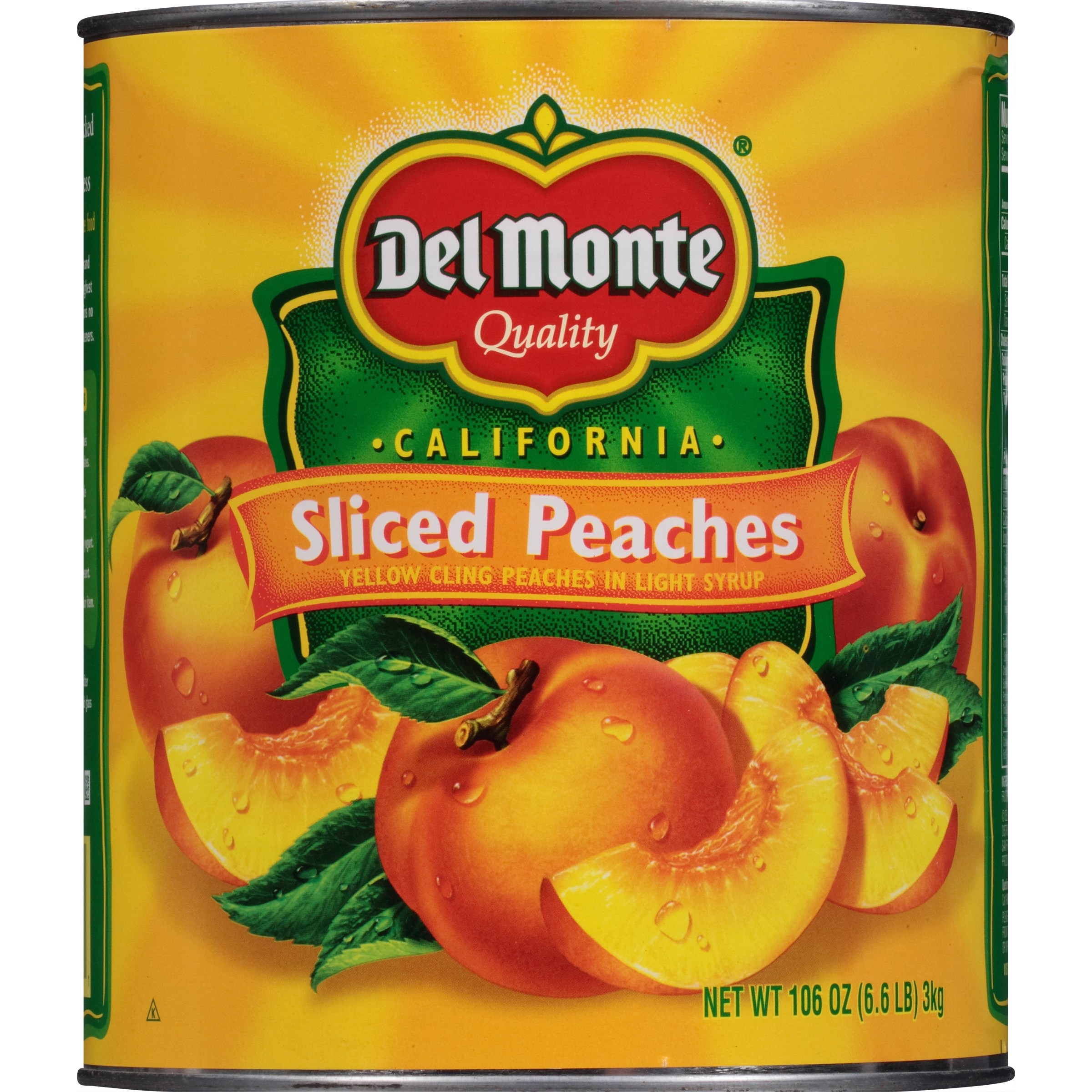 Del Monte Lite Yellow Cling Sliced Peaches, Canned Fruit, 106 oz Can - image 4 of 6