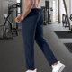 thumbnail image 4 of Pantalones largos para hombre, de color liso, de seda helada, elásticos, con cordón, informales, deportivos, para hombre, 4 of 5