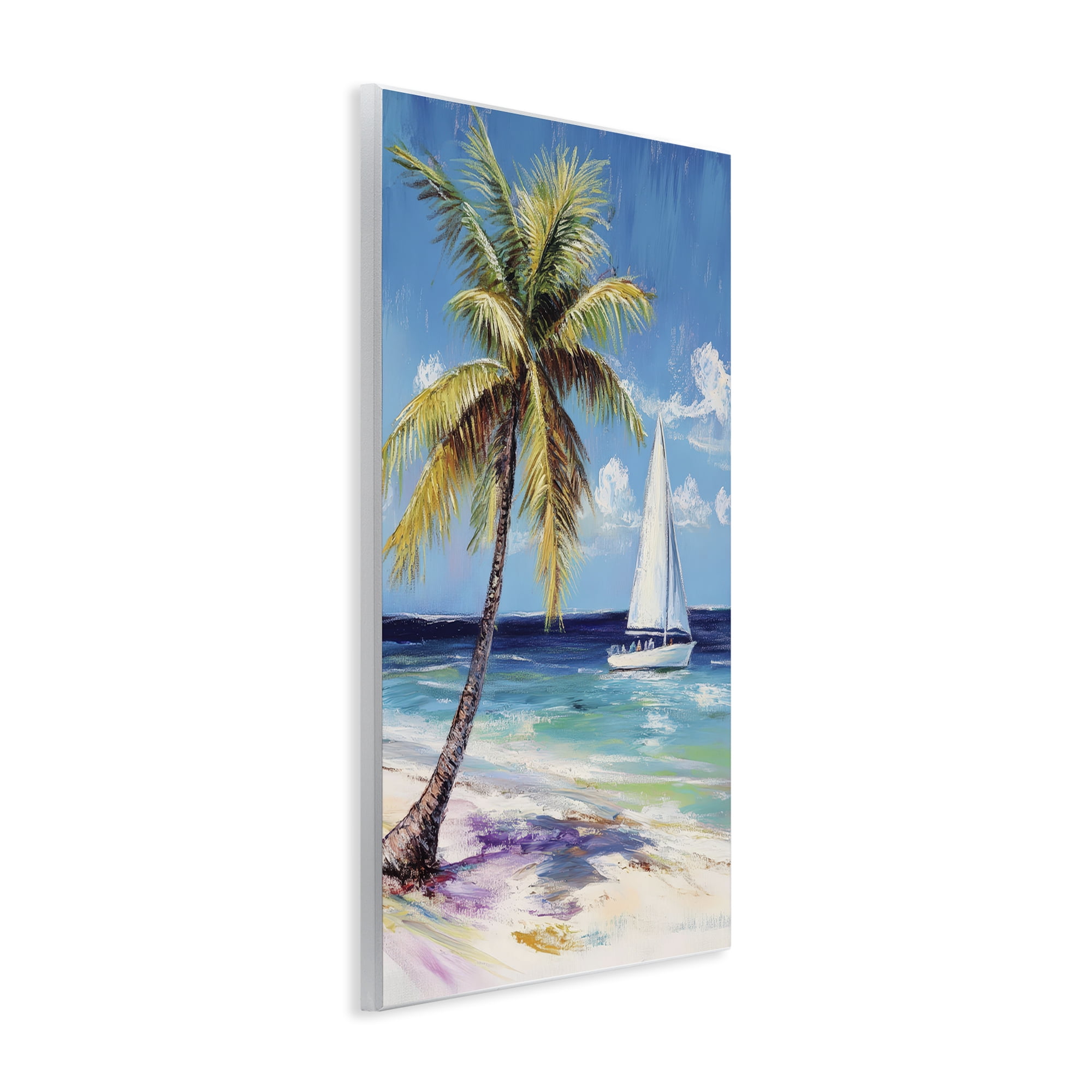 Stupell Industries Sailboat Delight with Palm Tree Wall Plaque Art, design by Petal Prints Design