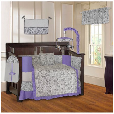 Babyfad Purple Damask 10 Piece Crib Bedding Set Walmart Canada